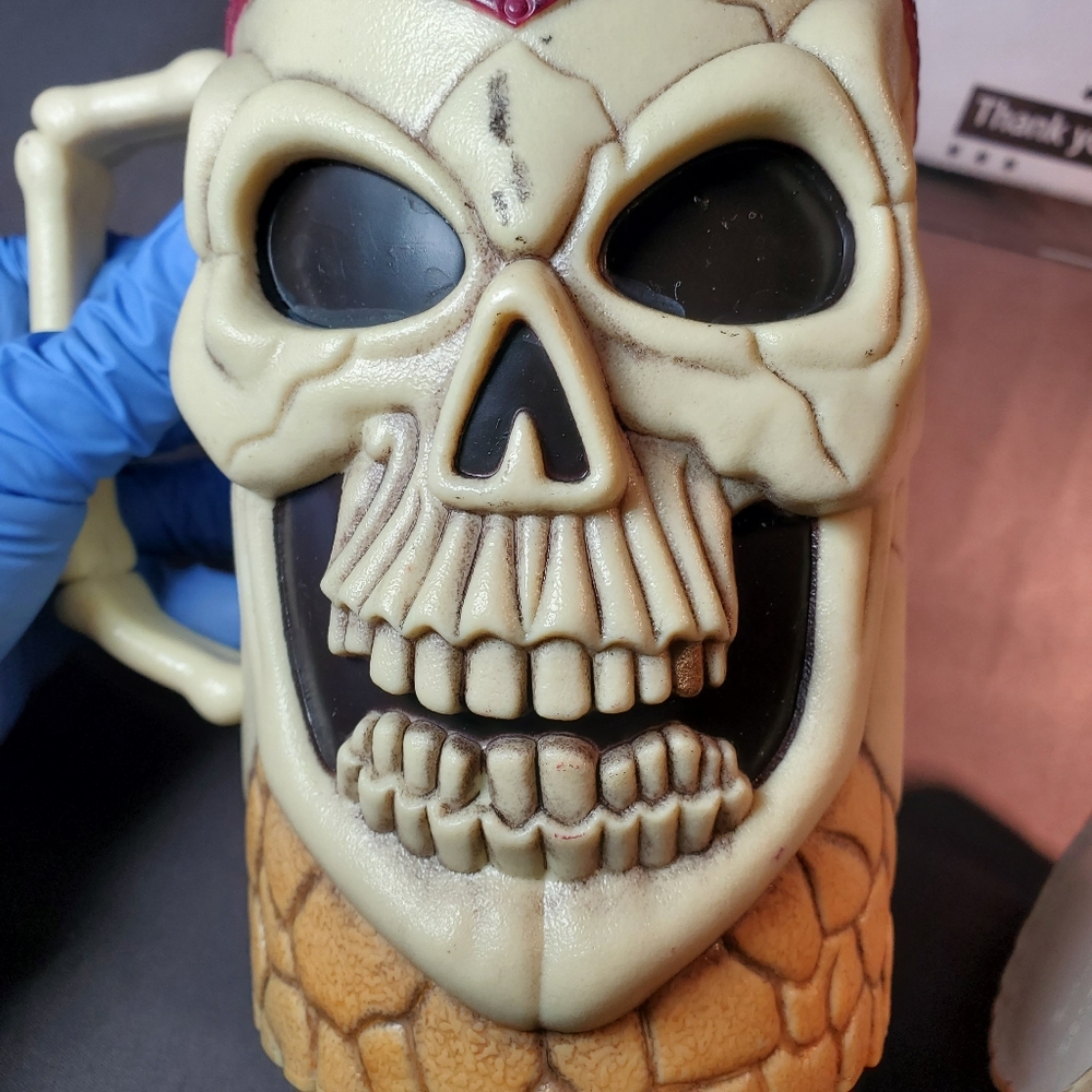 Two (2) Vintage Skull Mug Stein Tankards Halloween by Easter Unlimited
